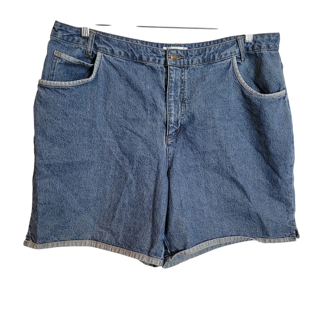 CJ Banks Christopher & Banks Women 18W Denim Shorts Medium Wash High Rise Cotton